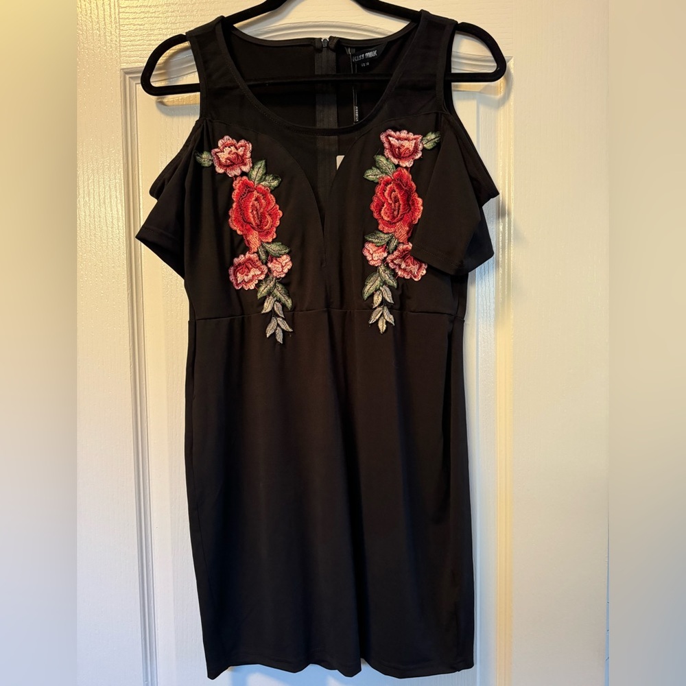 Mini floral embroidered dress